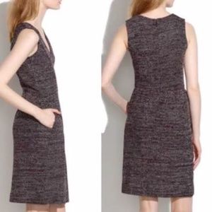 Madewell Tweed V neck Purple Terrace Dress w/Pockets Fitted Twill w Stretch
